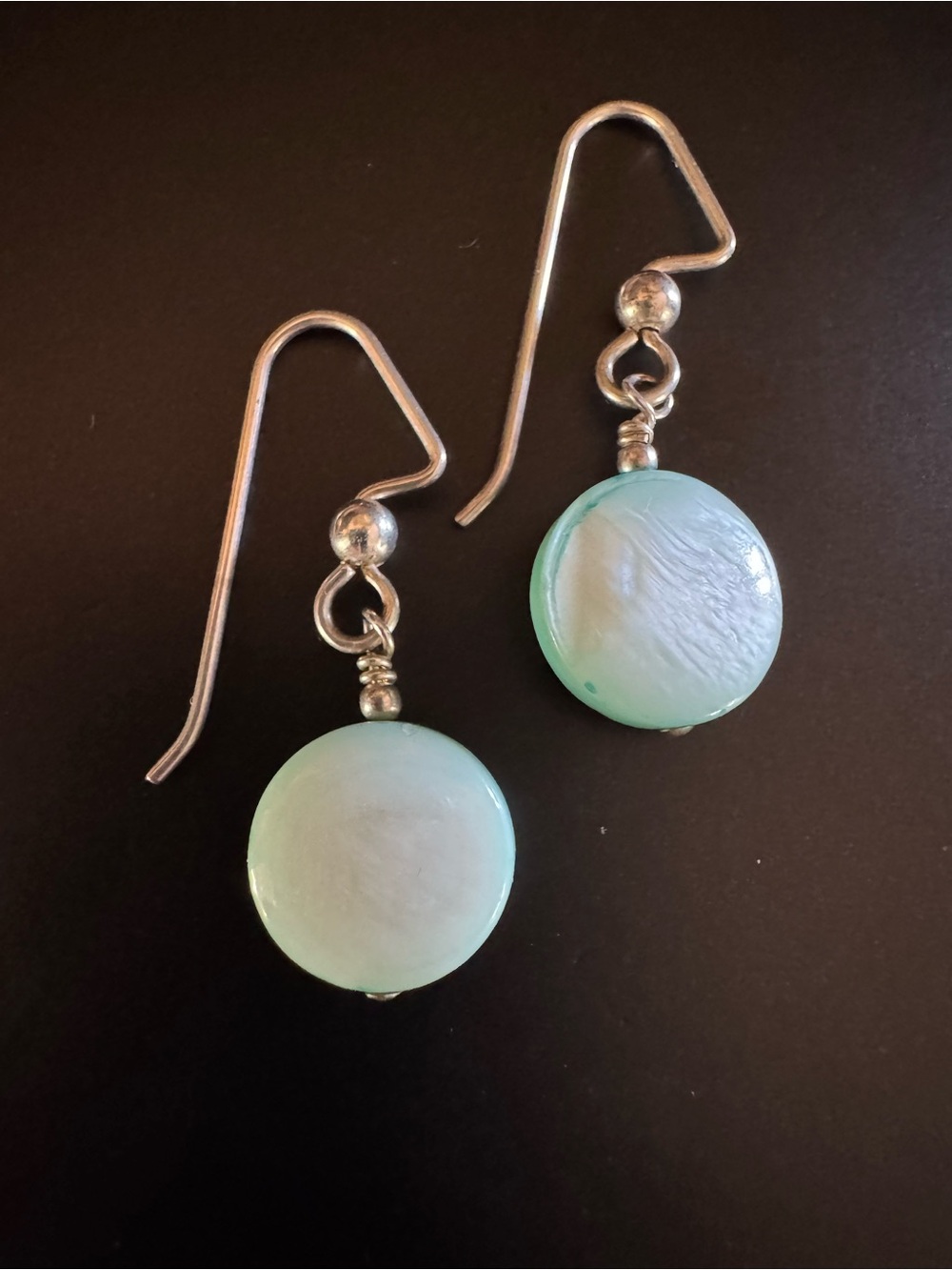 Sterling Silver Pastel Mother of Pearl Coin Earrings - Silky Chatoyance